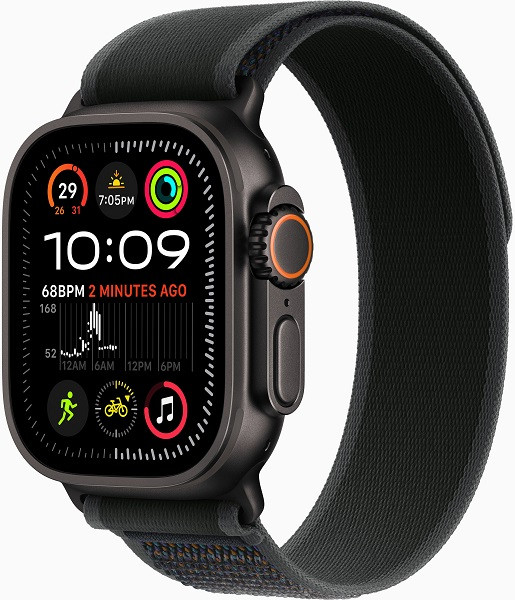 Apple Watch Ultra 2 GPS + Cellular 49mm Black Titanium Case with S/M Black Trail Loop