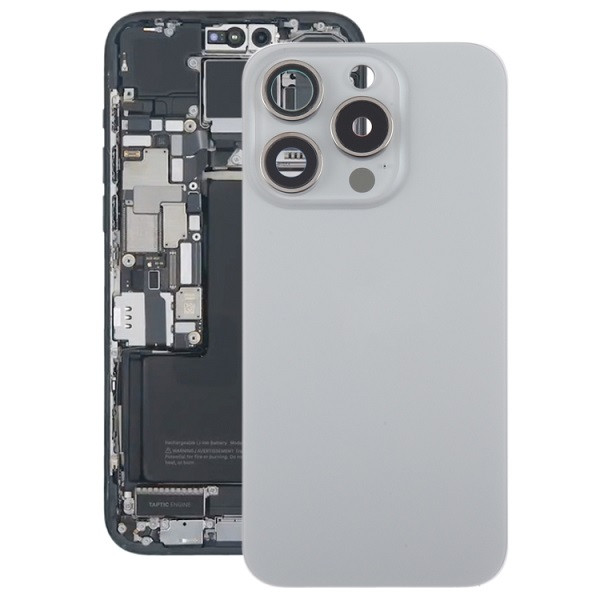 Glass Battery Back Cover with Camera Lens Cover for iPhone 15 Pro (Grey)