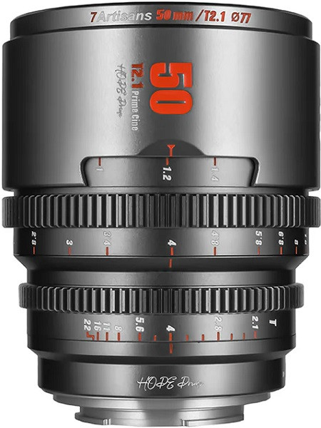 7Artisans 50mm T/2.1 Prime Cine Lens Titanium (Canon RF Mount)