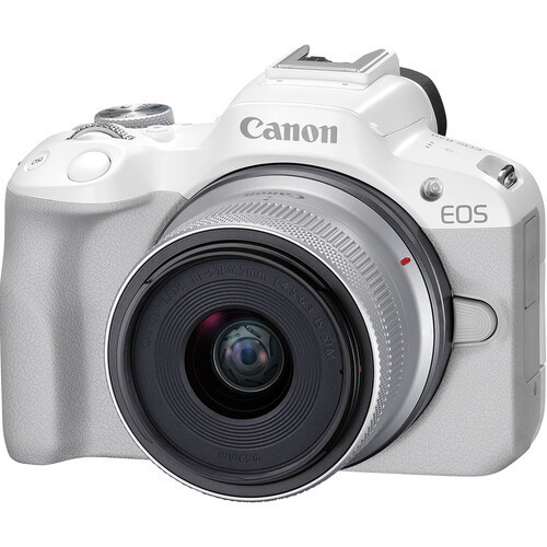 Canon EOS R50 White Twin Kit (18-45mm f/4.5-6.3 IS STM) (55-210mm f/5-7.1 IS STM) (No Adapter)