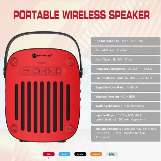 NewRixing NR-4014 Outdoor Portable Hand-held Bluetooth Speaker Mint Green